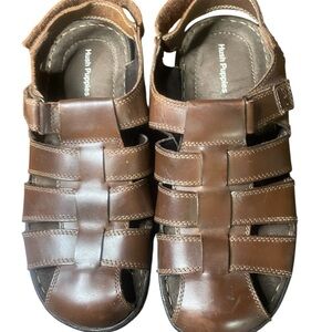Hush Puppies Brown Leather Adjustable Strap Sandals Men’s Sz 11
